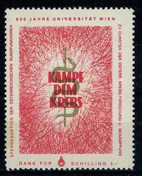 Österreich, 5 Sch. Spendenvignette 'Kampf dem Krebs' um 1960, ...