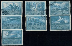 WIPA 1933, die sieben Vignetten zur Ausstellung in hellblau mit vers. ...
