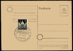 SST-Beleg mit SST 'Würzburg - 1. Fränkische Verkaufsmesse 1949'.