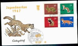 Pelztier-Satz auf Schmuck-FDC 1967. Alter Preis: 2,10€