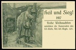 Kriegsweihnachts-Karte aus dem I. WK, ungebraucht, gute Erhaltung.