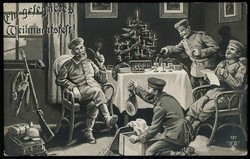 Kriegsweihnachts-Karte aus dem I. WK, gelaufen, gute Erhaltung.