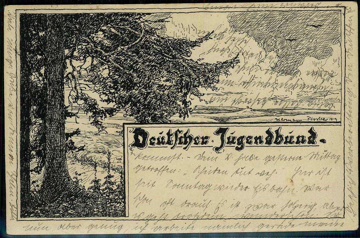 Deutscher Jugendbund, Werbe-Karte, gelaufen Meiningen Januar 1920, ...