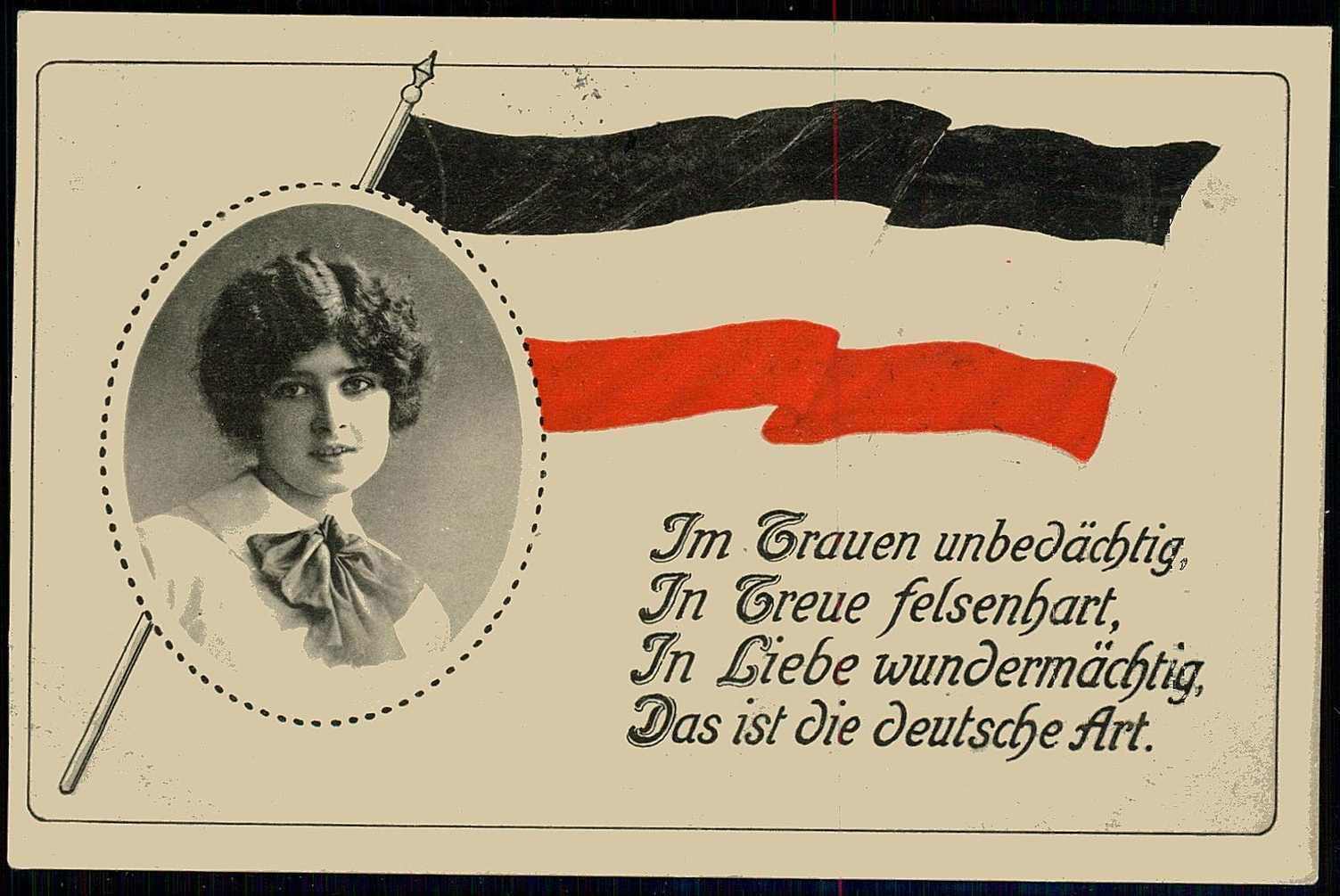 Propagandakarte aus der Zeit des I. WK, hier 'Deutschlandfahne und ...