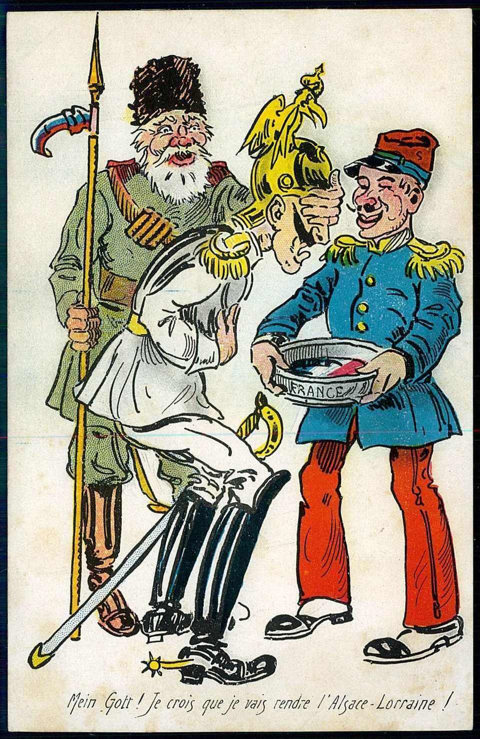 Antideutsche Propaganda-Karte aus der Zeit des ersten WK gegen Kaiser ...