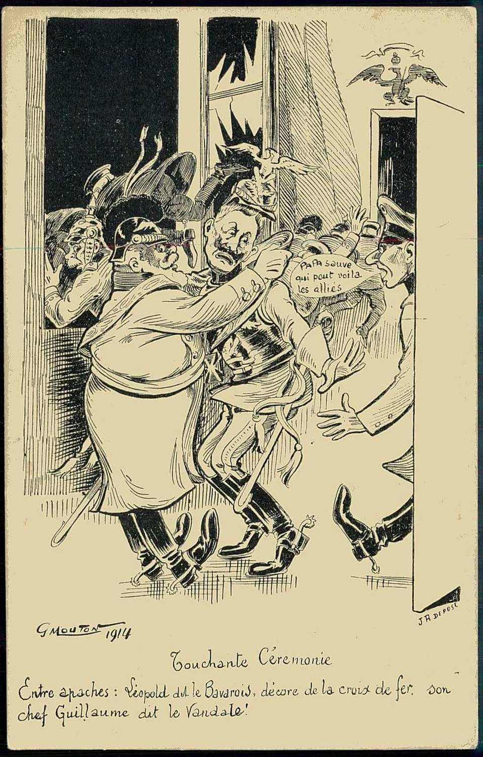 Antideutsche Propaganda-Karte aus der Zeit des ersten WK gegen Kaiser ...