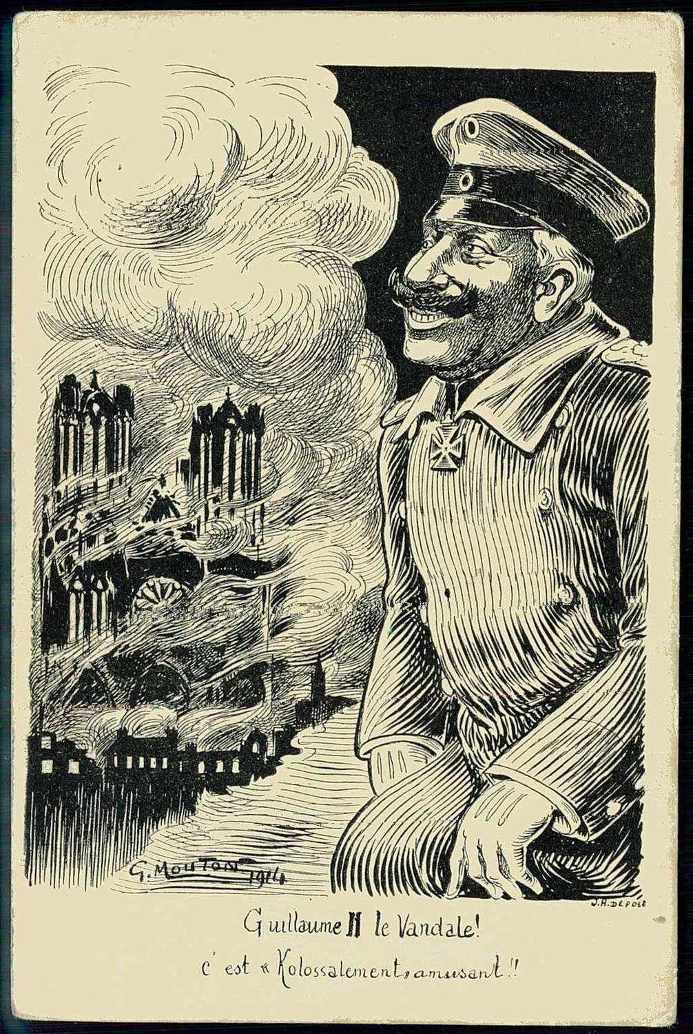 Antideutsche Propaganda-Karte aus der Zeit des ersten WK gegen Kaiser ...