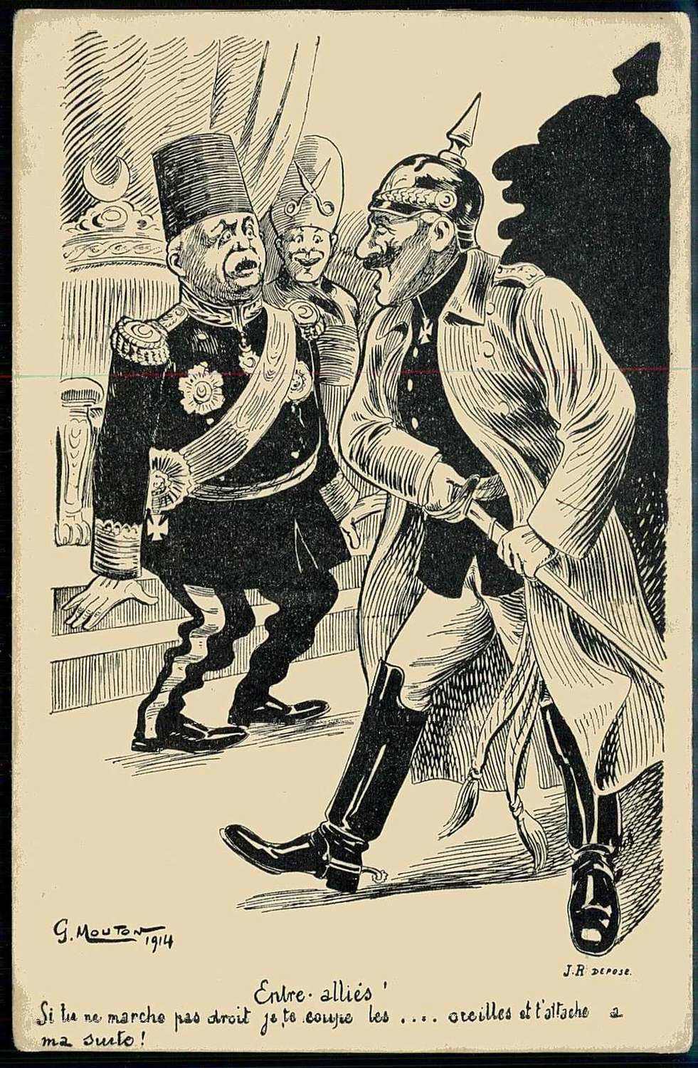 Antideutsche Propaganda-Karte aus der Zeit des ersten WK gegen Kaiser ...