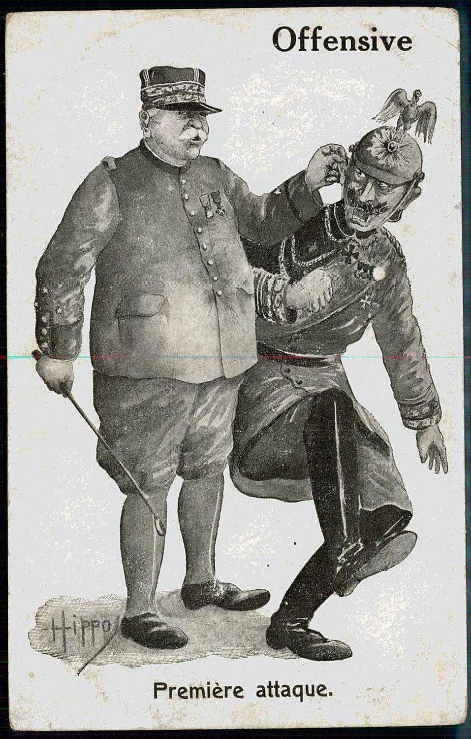 Antideutsche Propaganda-Karte aus der Zeit des ersten WK gegen Kaiser ...