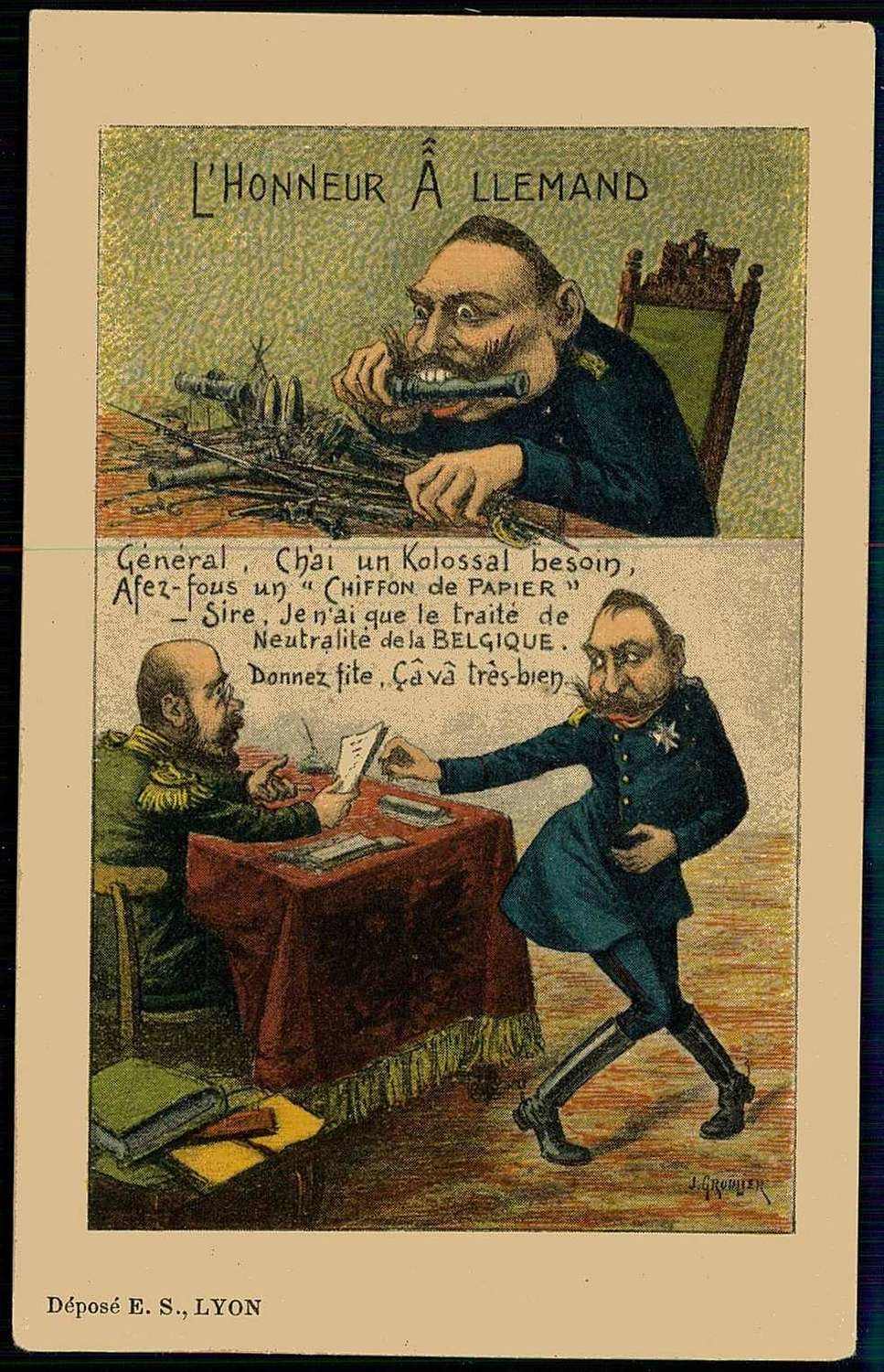 Antideutsche Propaganda-Karte aus der Zeit des ersten WK gegen Kaiser ...