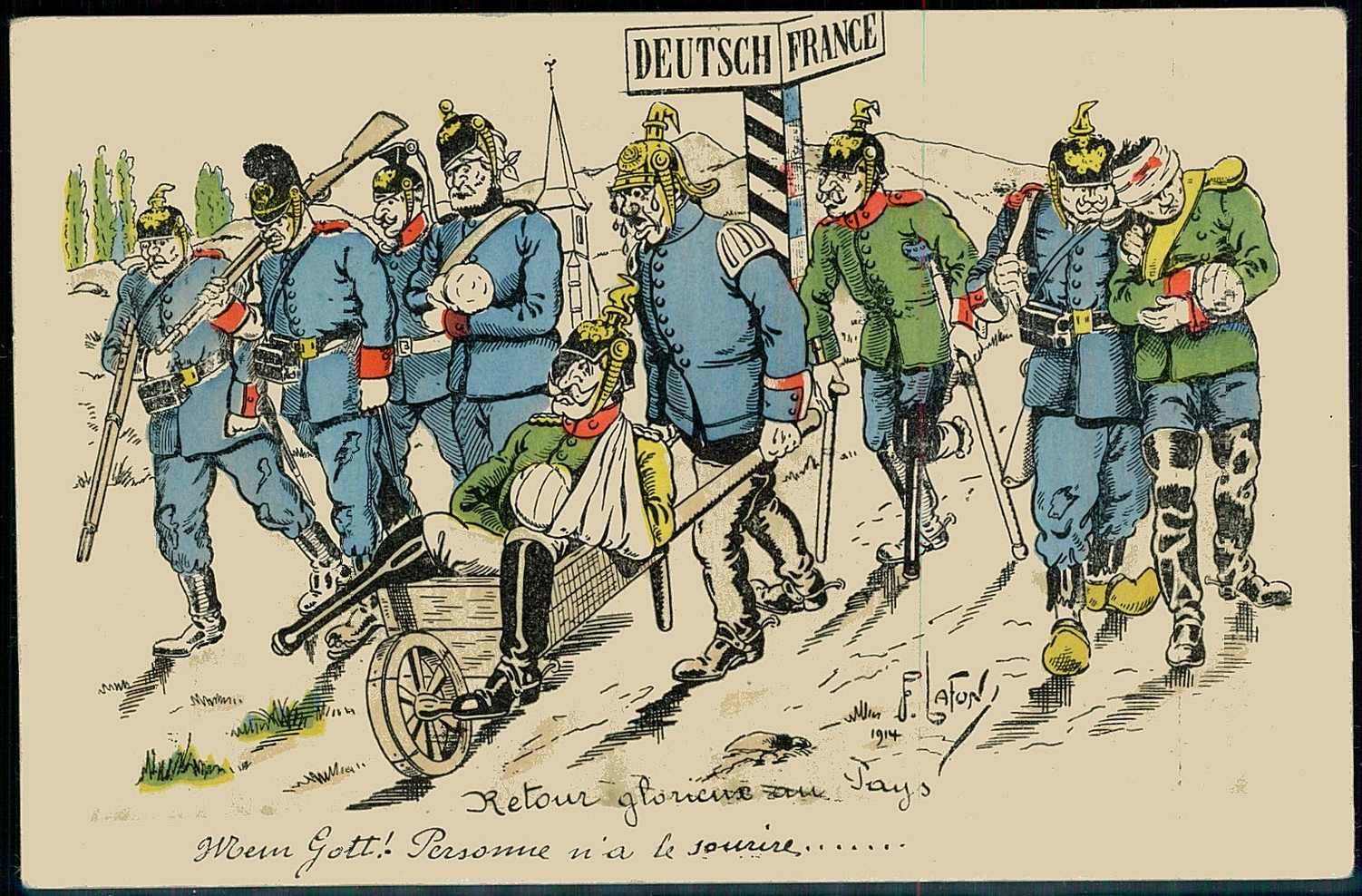 Antideutsche Propaganda-Karte aus der Zeit des ersten WK gegen Kaiser ...