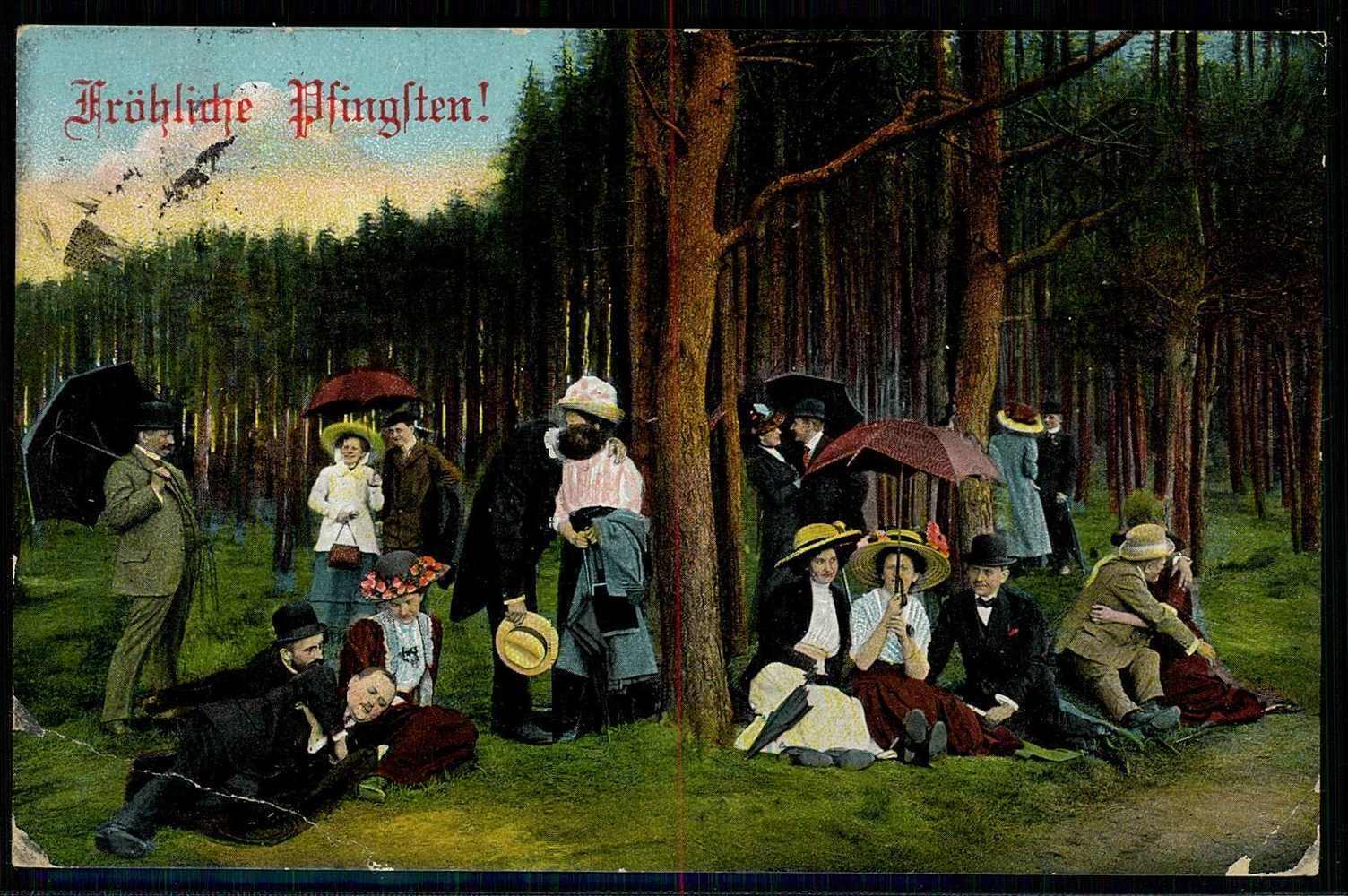 I. WK, patriotische Pfingstgruß-Karte, gelaufen, kl. ...