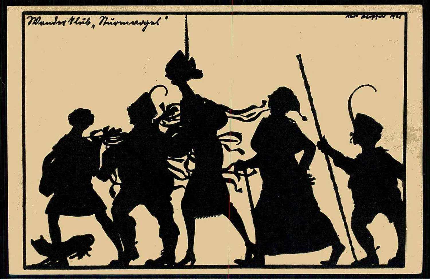 Scherenschnitt-Karte der Wandervogel-Bewegung, hier 2. Folge, Karte 6 ...