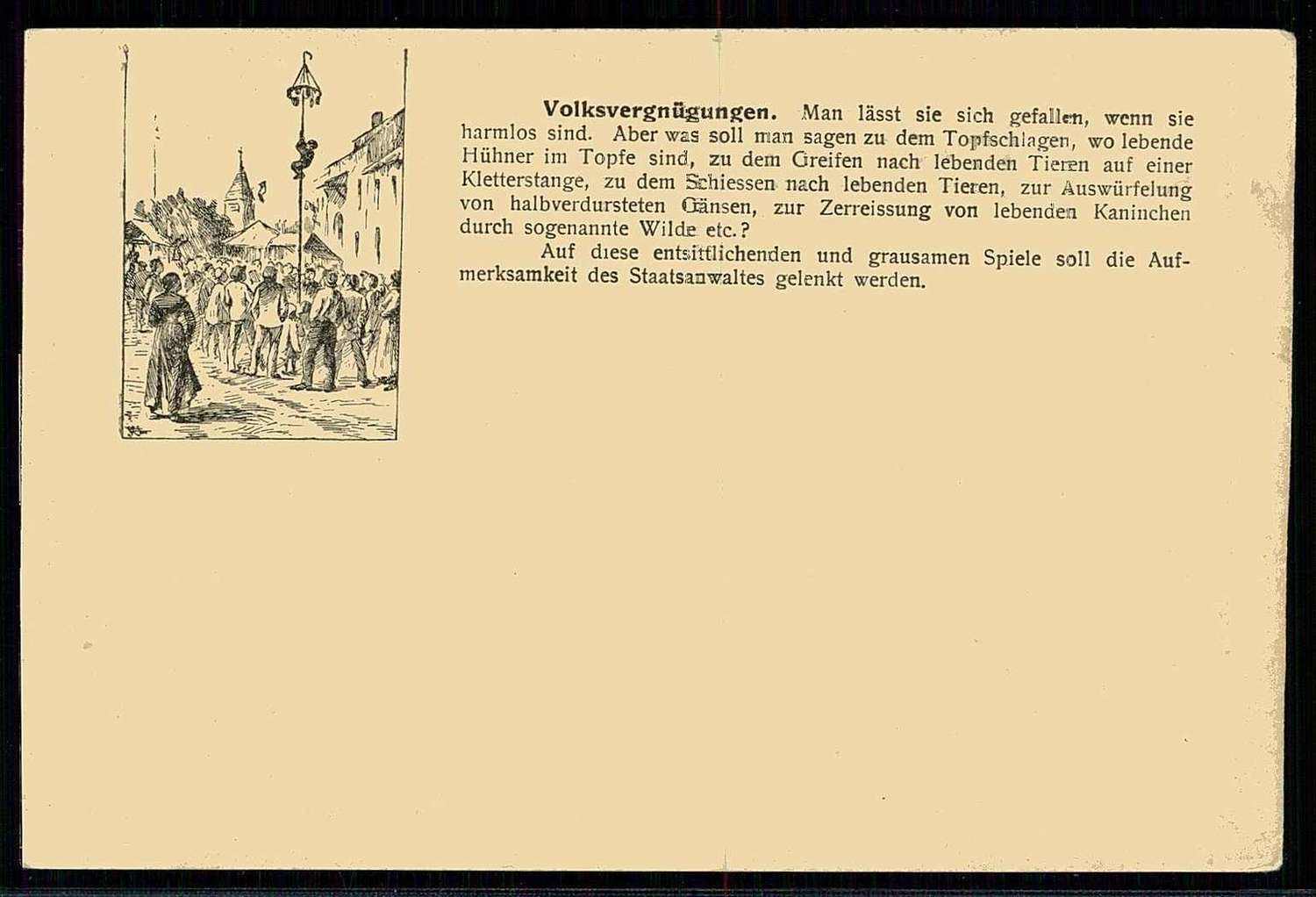 Tierquälerei, ganz seltene Thematik-Karte gegen Volksfeste usw. auf ...