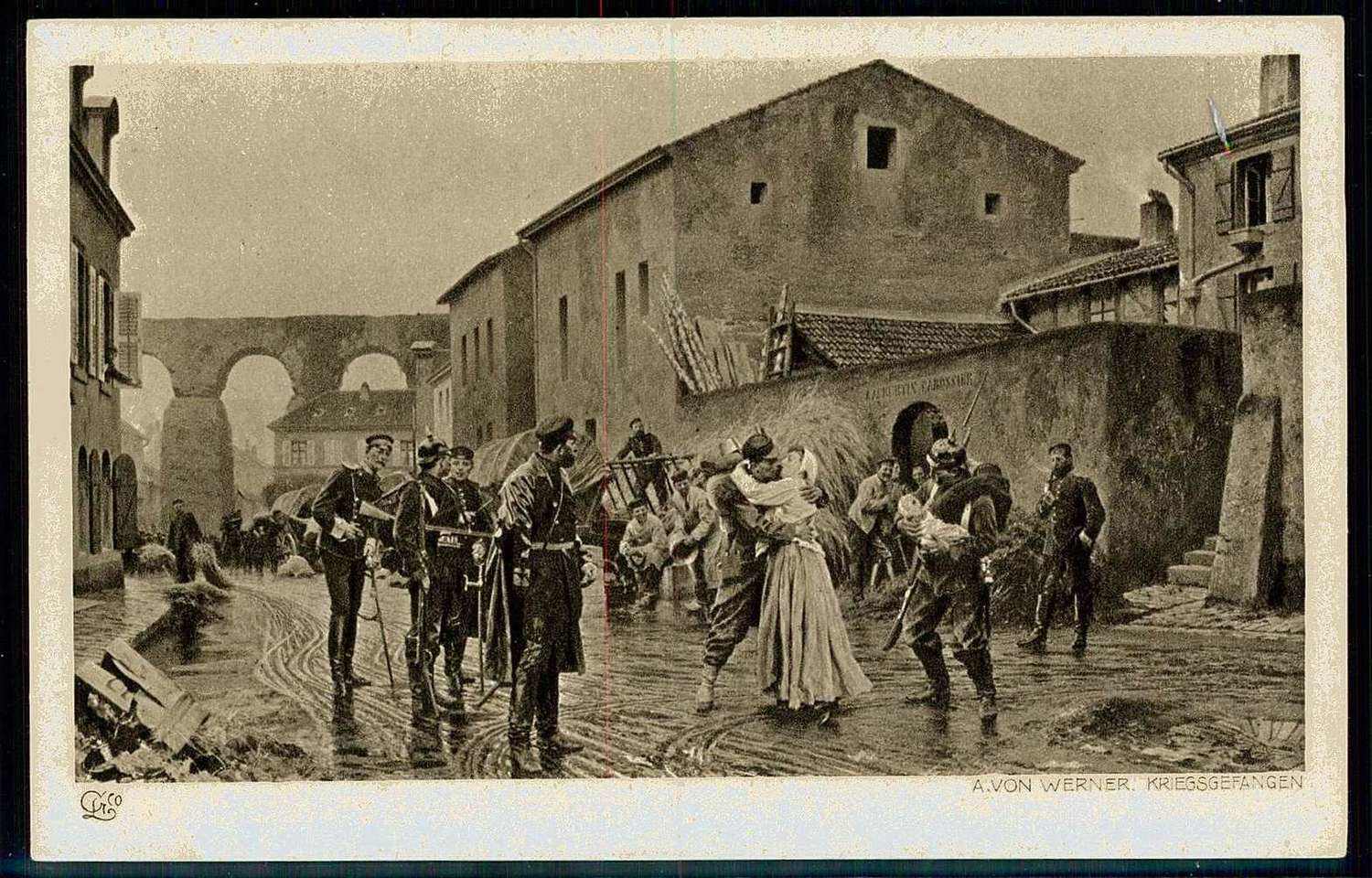 I. WK, Karte von Kriegszerstörungen, hier 'Szene mit ...