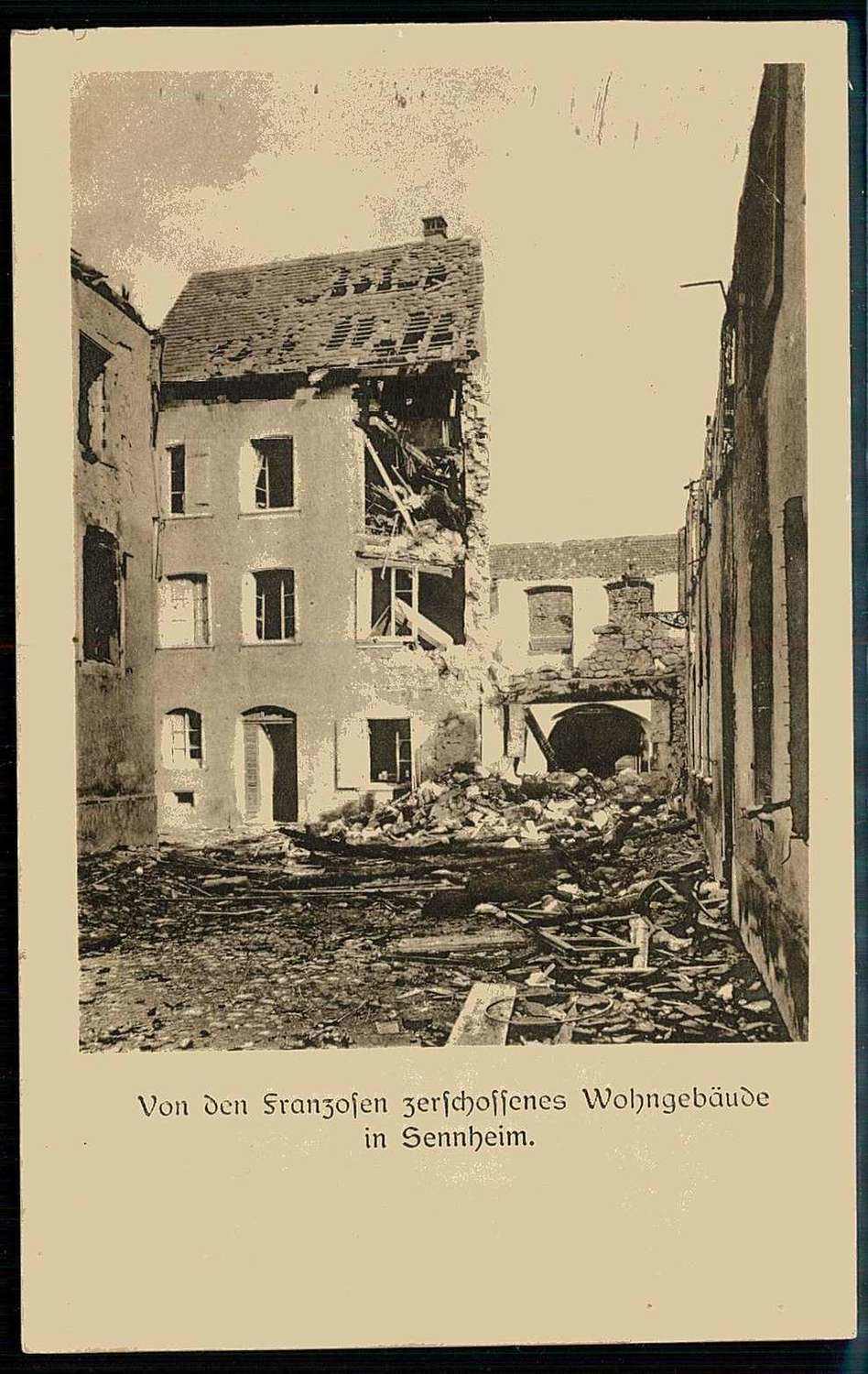 I. WK, Karte von Kriegszerstörungen, hier 'Von den Franzosen ...