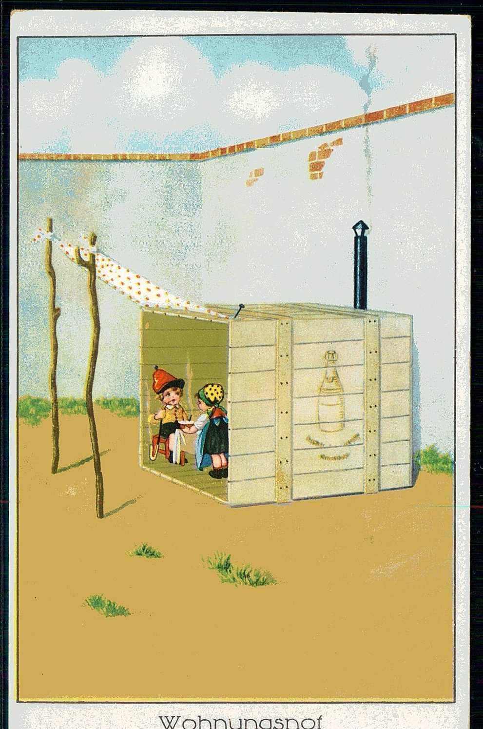 Humorkarte zur Wohnungsnot in der Weimarer Republik, ungebraucht, um ...