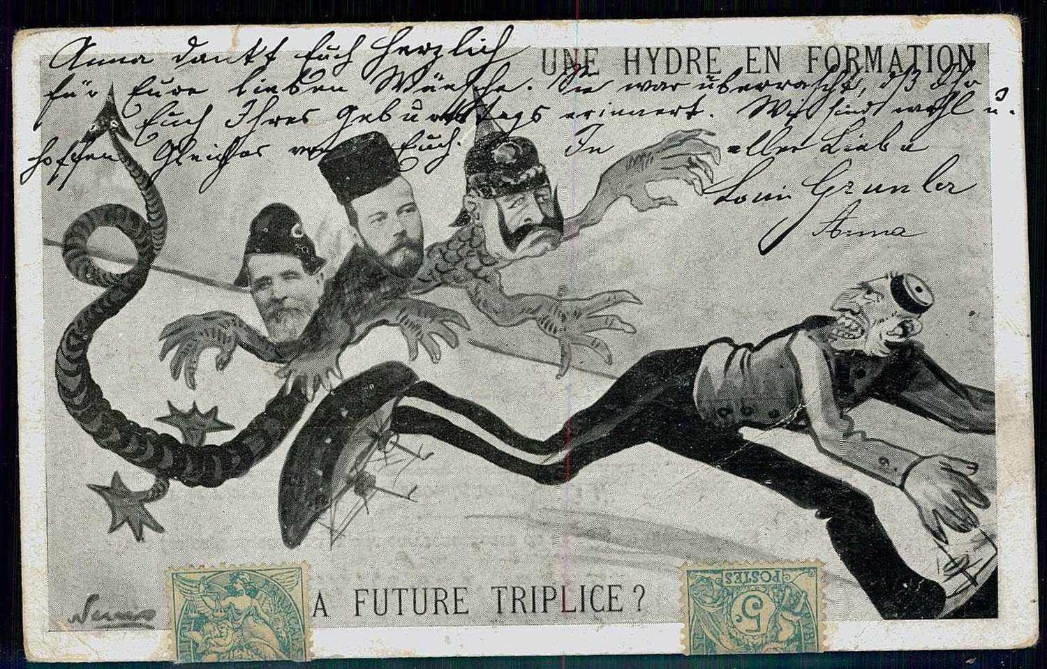 Frankreich, politische Spott-Karte 'Une Hydre en Formation', gelaufen ...
