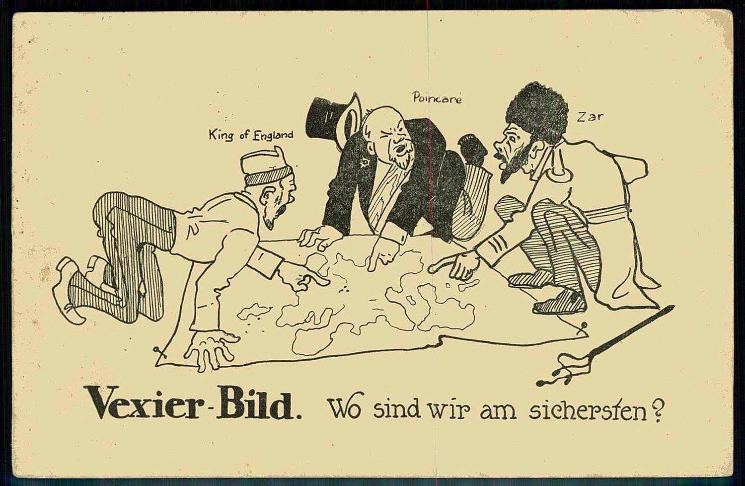 Deutsche Propagandakarte aus der Zeit des I. WK gegen die Alliierten, ...