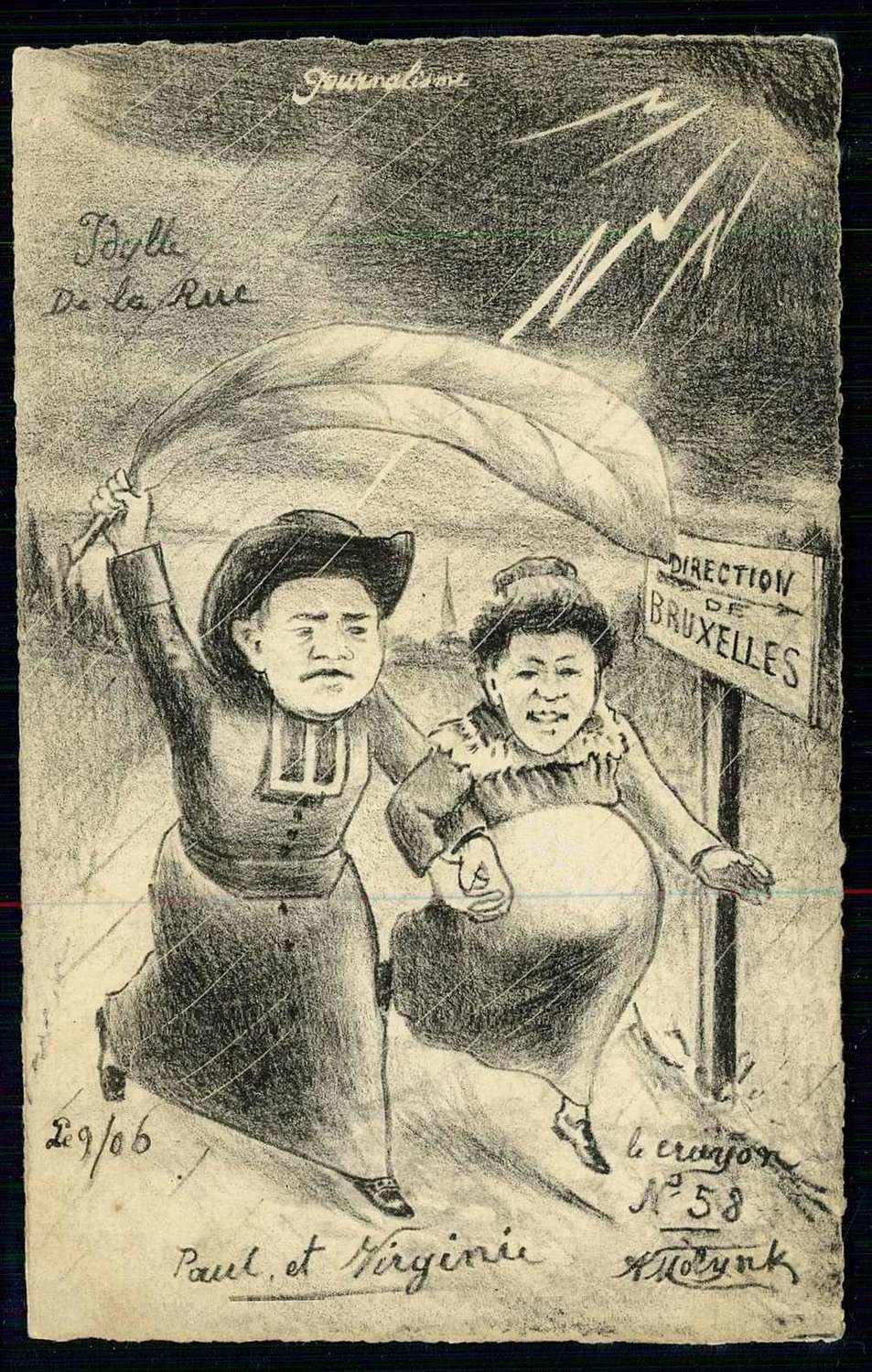 Belgien, Satire/Hetz-Karte gegen die Katholische Kirche, um 1900, ...