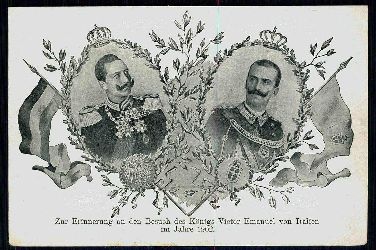 1902, Erinnerungskarte an den Besuch von König Victor Emanuel von ...