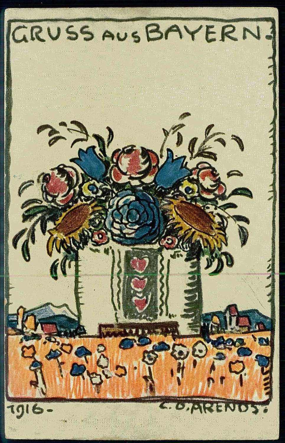 1917, Künstler-Spendenkarte für hinterbliebenen der ...