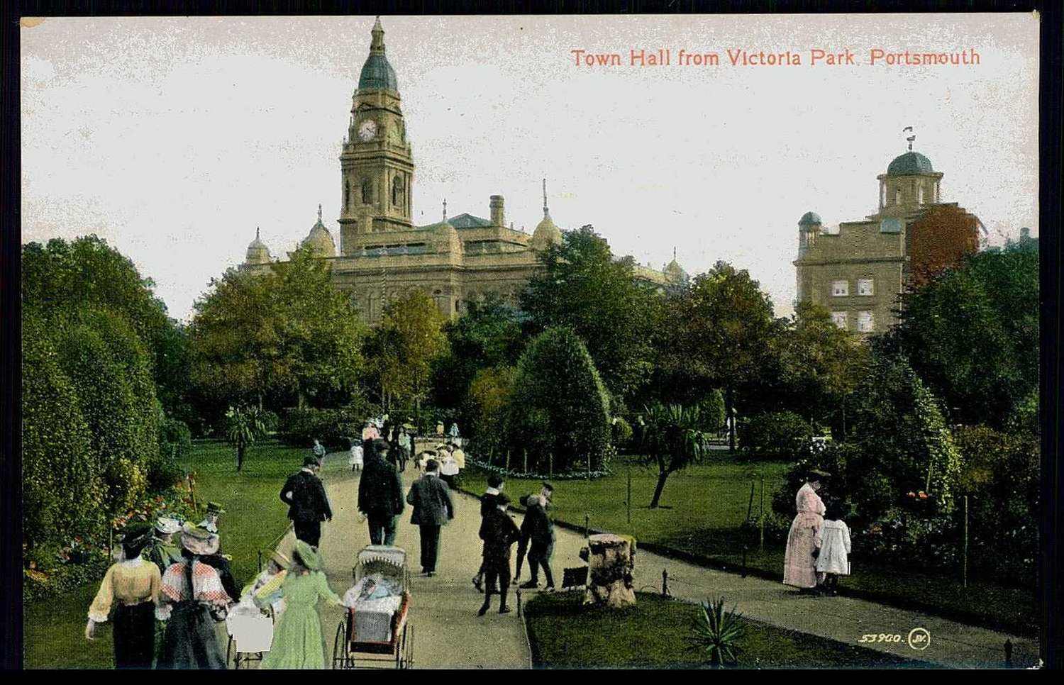 Großbritannien, Portsmouth, Karte 'Town Hall from Victoria Park', um ...