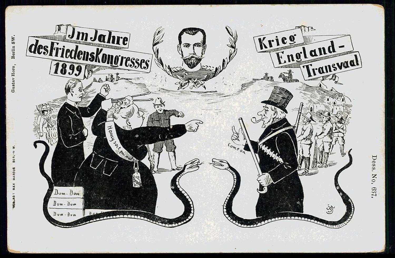 Satire-Karte 1898 zum Friedenskongress im Krieg England gegen ...