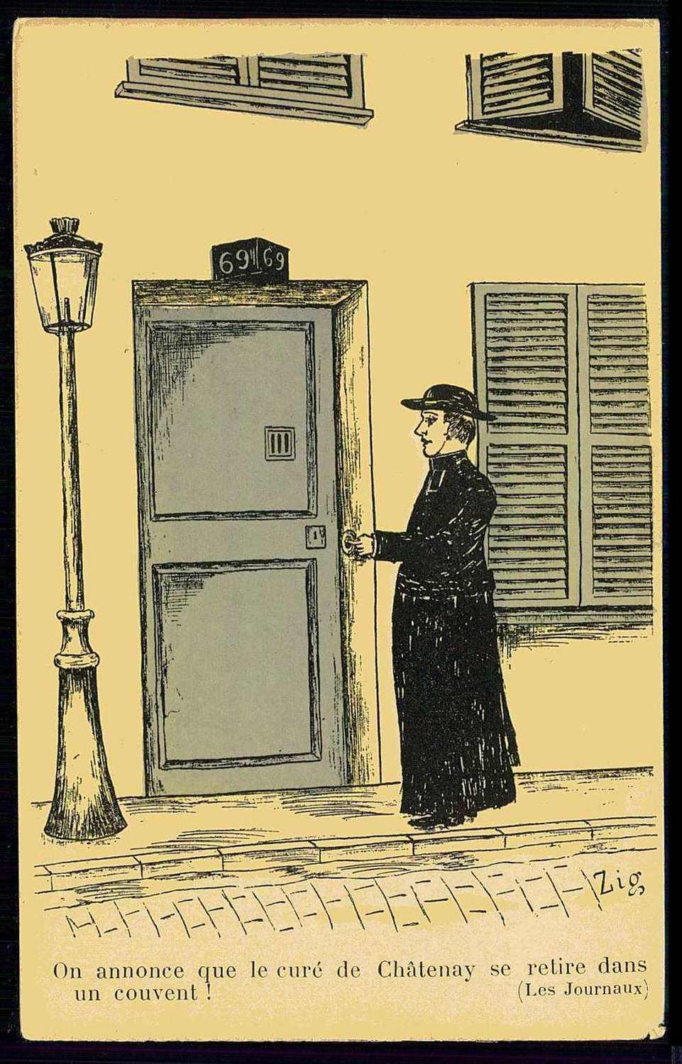 Frankreich bis 1914, Satire/Spott-Karte gegen die katholische Kirche, ...