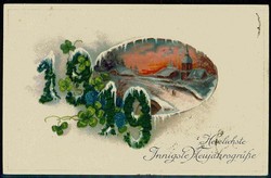 Neujahrskarte aus der Zeit des Kaiserreiches, echt gelaufen, ...