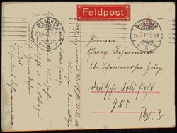 Patriotische Karte 'Friede' aus der Zeit des I. WK, als Feldpost ...