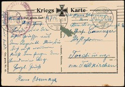 Patriotische Karte aus der Zeit des I. WK, als Feldpost gelaufen, ...