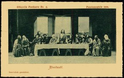 Fotokarte zu den Oberammergauer Passionsspielen 1900, hier Abendmahl, ...