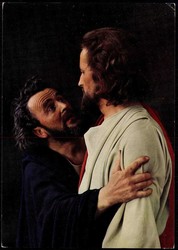 Fotokarte zu den Oberammergauer Passionsspielen 1960, hier Judaskuss, ...