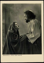 Fotokarte zu den Oberammergauer Passionsspielen 1950, hier Abschied ...