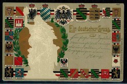 Eindrucksvolle Goldprägedruck-Karte 'Ein deustcher Gruß', als ...