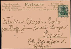 Eindrucksvolle Goldprägedruck-Patriotik-Karte, gelaufen 'Pirna 1906' ...