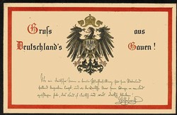 Eindrucksvolle Prägedruck-Karte 'Gruß aus Deutschland Gauen!', ...