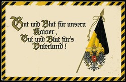 Patriotische Karte aus der Zeit des I. WK, hier 'Gut und Blut für ...