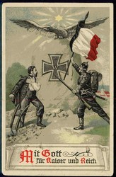 Seltene Propagandakarte aus der Zeit des I. WK, hier 'Mit Gott für ...