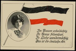 Propagandakarte aus der Zeit des I. WK, hier 'Deutschlandfahne und ...