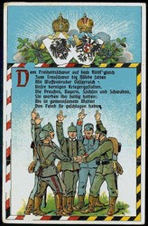 Patriotische Karte aus der Zeit des I. WK, hier 'Dem Freiheitsschwur ...
