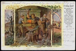 Patriotische Karte aus der Zeit des I. WK, hier 'O heilige Zeit usw.' ...