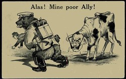 Antideutsche Propaganda-Karte aus der Zeit des ersten WK, ...