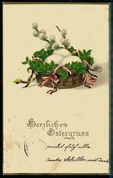 I. WK, patriotische Ostergruß-Karte, gelaufen, kl. Fleckchen, sonst ...