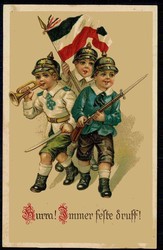Kinder/Patriotik aus der Zeit des Kaiserreiches/I. WK, hier 'Hurra! ...