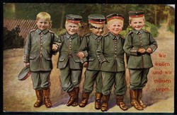 Kinder/Patriotik aus der Zeit des Kaiserreiches/I. WK, hier 'Wir ...