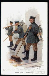 Ca. 1910, Humor-Postkarte 'Berliner Typen', hier 'Straßenreiniger', ...