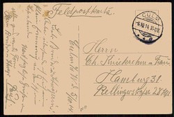 Spottkarte auf den Kriegsgegner, als Feldpost Oktober 1914 aus ...