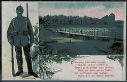 Patriotische Karte mit Loblied auf die Pioniere, als Feldpost 1916 ...